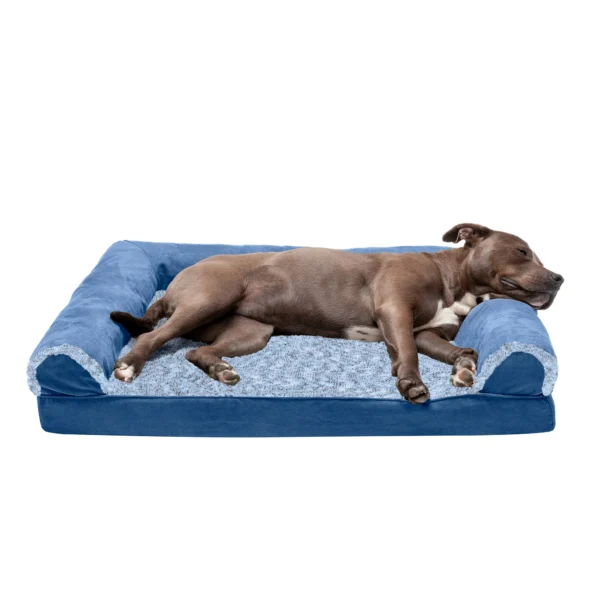 Sofa Dog Bed - Two-Tone Faux Fur & Suede - Image 16