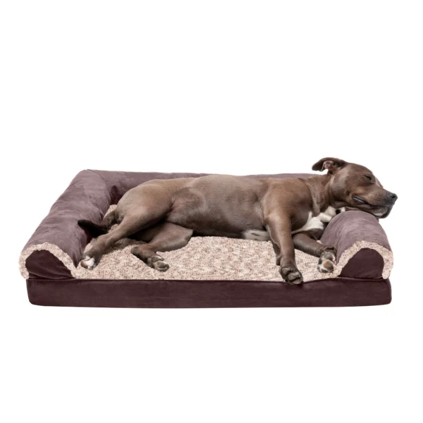 Sofa Dog Bed - Two-Tone Faux Fur & Suede - Image 22