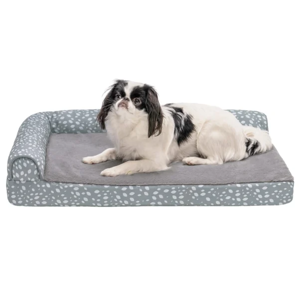 Deluxe Chaise Lounge Dog Bed - Plush Faux Fur & Almond Print - Image 17