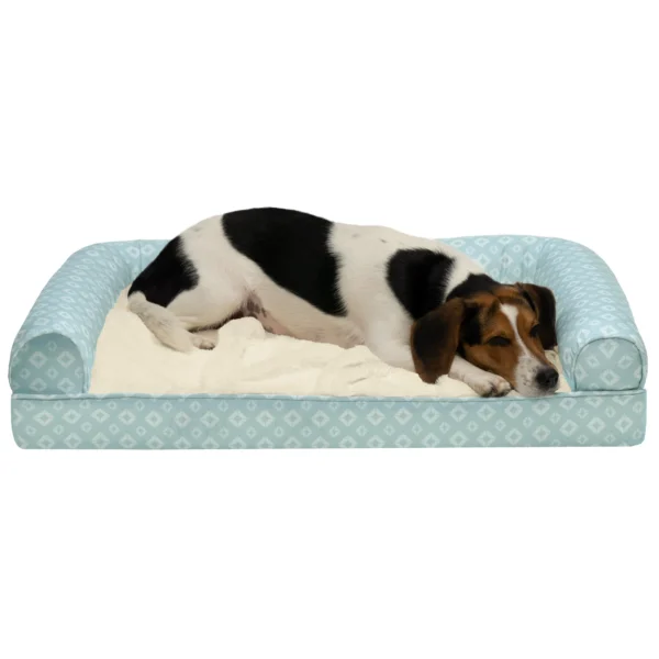 Sofa Pet Bed - Plush Faux Fur & Diamond Print Nest-Top Sofa Bed - Image 28
